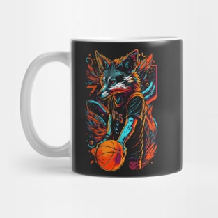 Neon Fox Basketball Player Retro 80s Ball Sports Mug